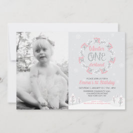 Girl Winter Onederland Photo 1st Birthday Inbjudan