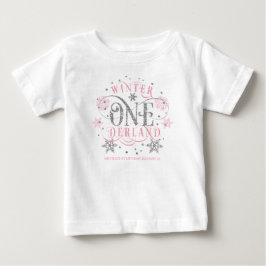 Girl, Winter ONEderland, rosa silver 1:a födelseda T Shirt