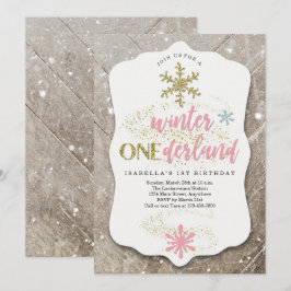 Girl Winter ONEderland Thned First Födelsedagsfest Inbjudningar