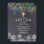 Girl Winter String Ljus Snöflingor Chalk Baptism Inbjudningar<br><div class="desc">Elegant,  Unik design med vit Snöflingor,  färglöst ljus,  på kritersbakgrund. Använda Anpassa verktyg om du vill lägga till information,  ändra teckensnittet färg. Om du vill ha matchande objekt kan du besöka min Baptism/Christening Firande Collection.</div>