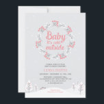 Girl Winter Wonderland Baby Shower, Sprinkle Card Inbjudningar<br><div class="desc">Fira en speciell dag med den här Vinter Wonderland Baby Shower/Sprinkle-inbjudan! Den här designen har en söt krans och "Baby är kallet utanför" text i temat rosa & grått färg.</div>