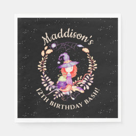 Girl Witch Birthday Watercolor Pappersservett
