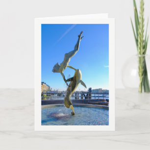 Girl with a Dolphin (1973) London UK Greeting Card Kort