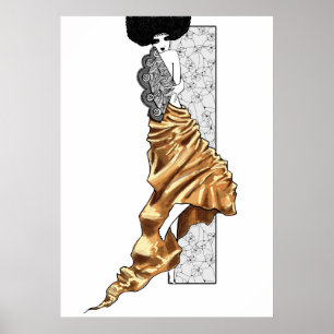 "Girl with a Fläkt" Illustration Art nouveau Poster