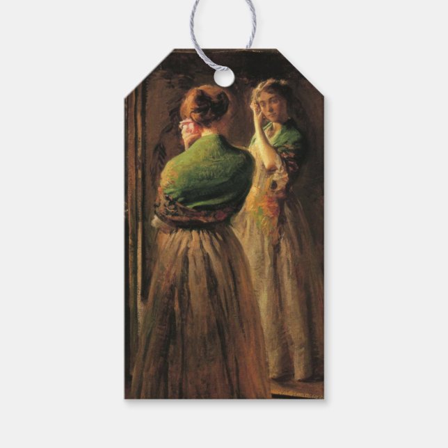 Girl with a Grönt Shawl (av Joseph DeCamp) Presentetikett (Framsidan)