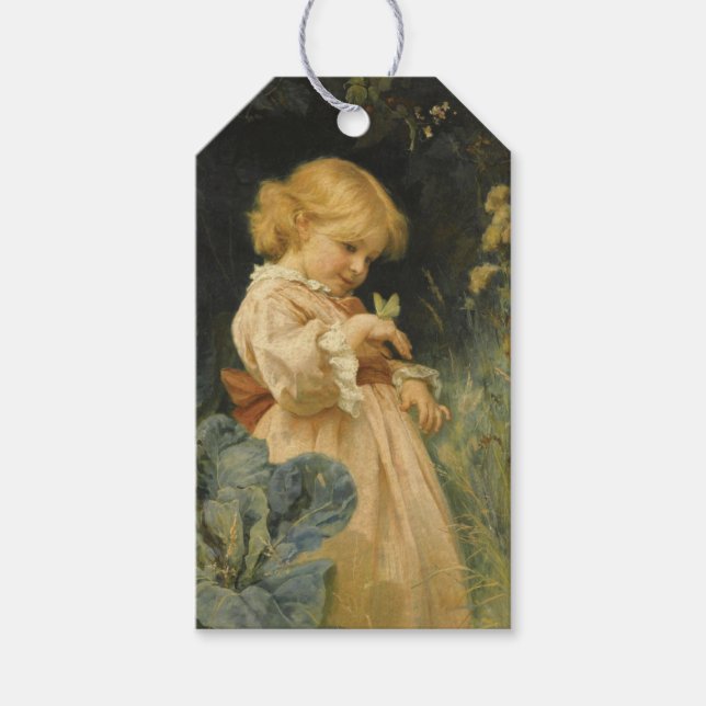 Girl with a Gult Butterfly (by Frederick Morgan) Presentetikett (Framsidan)