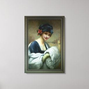 Girl with A Päls Muff by Francois Martin-Kavel Canvastryck
