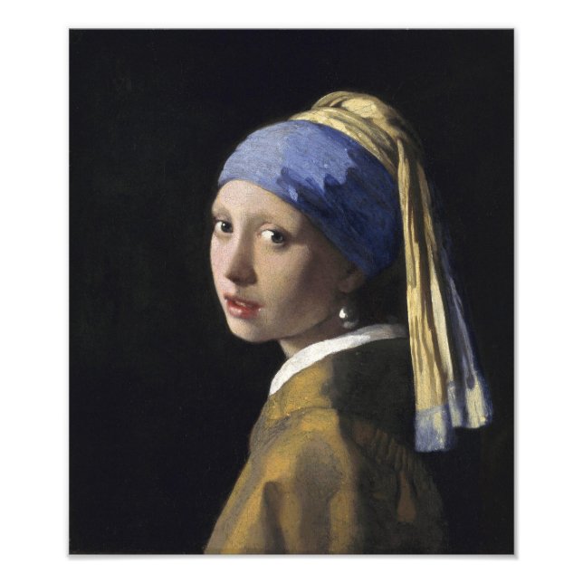 Girl with a Pearl Earring by Johannes Vermeer Fototryck (Framsidan)