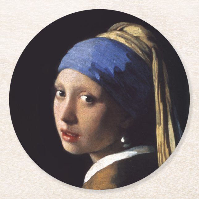 Girl with a Pearl Earring by Johannes Vermeer Underlägg Papper Rund (Framsidan)