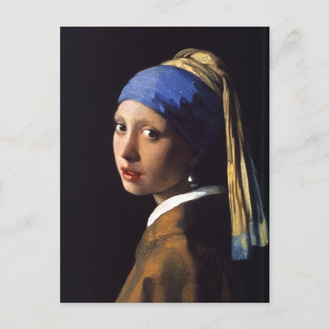 Girl with a pearl earring. By Johannes Vermeer Vykort (Framsida)