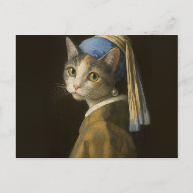 Girl with a Pearl Earring Cat                      Vykort (Framsida)