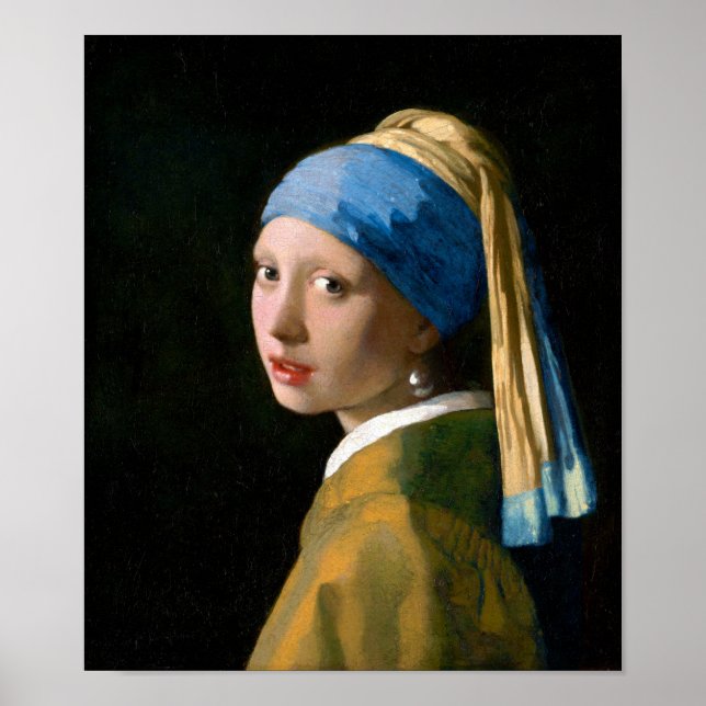 Girl with a Pearl Earring, Johannes Vermeer, 1665 Poster (Framsidan)
