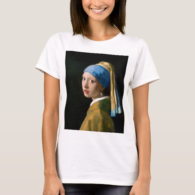 Girl with a Pearl Earring, Johannes Vermeer, 1665 T Shirt (Framsida)