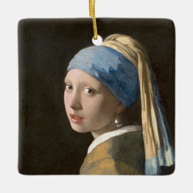 Girl with a Pearl Earring-Johannes Vermeer Art Julgransprydnad Keramik (Framsida)
