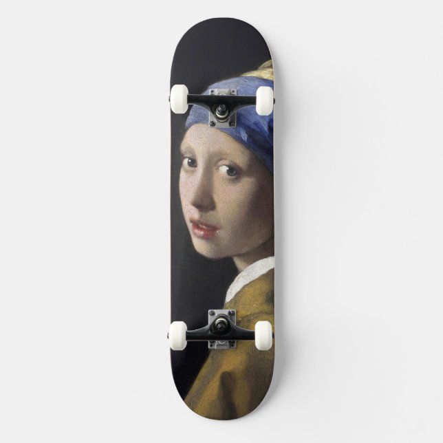 Girl with a Pearl Earring Johannes Vermeer Old School Skateboard Bräda 18 Cm (Framsida)