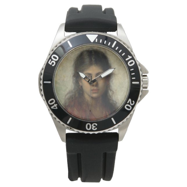 Girl with a Red Shawl (av Alexei Harlamoff) Armbandsur (Framsida)