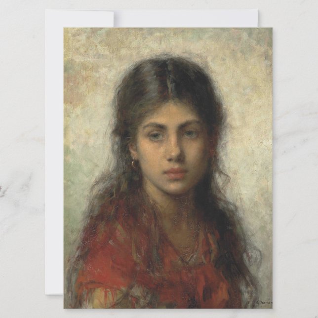 Girl with a Red Shawl (av Alexei Harlamoff) Kort (Framsida)
