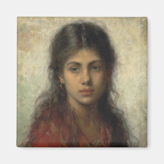 Girl with a Red Shawl (av Alexei Harlamoff) Magnet (Framsidan)