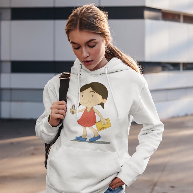 Girl with a Sketch Bok Hoodie T Shirt (Skapare uppladdad)