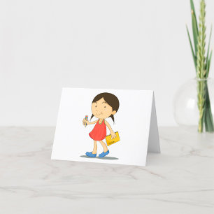 Girl with a Sketch Bok Tack Kort