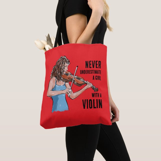 Girl With A Violin Tote Tygkasse (Närbild)