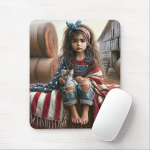 Girl with American Flagga and Kitten Musmatta