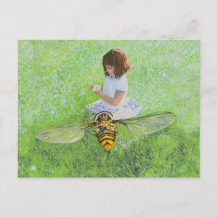 Girl with Bee Painting by Steve Berger Postcard Vykort