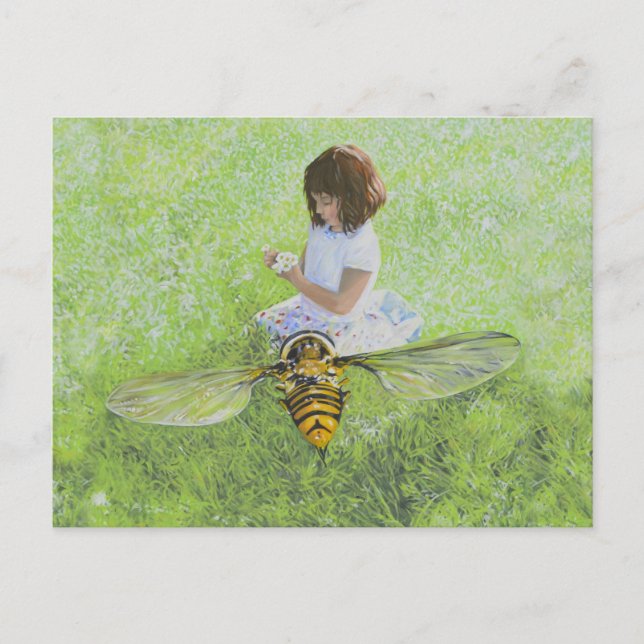 Girl with Bee Painting by Steve Berger Postcard Vykort (Framsida)
