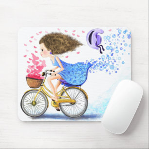 Girl with Bike Mouse Pad Musmatta