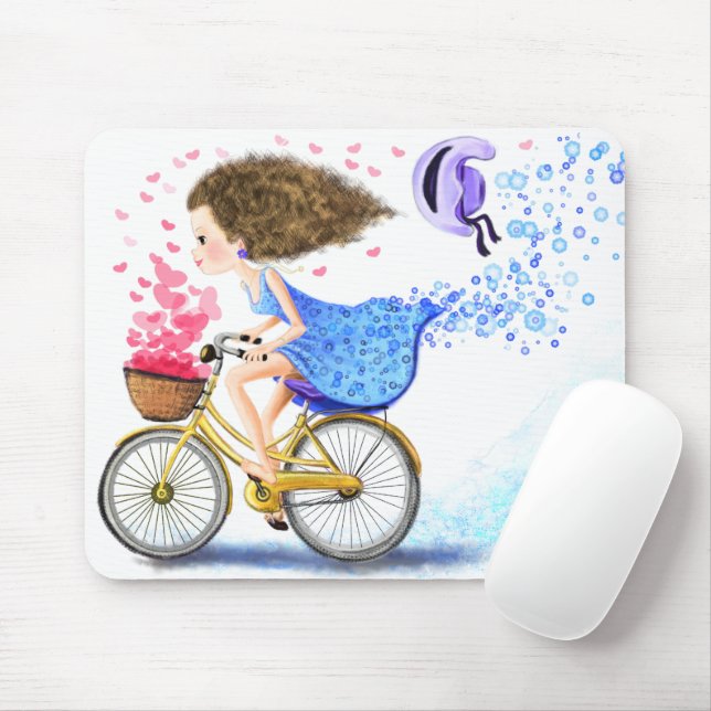 Girl with Bike Mouse Pad Musmatta (Med mus)