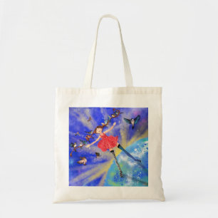 Girl with Birds Tote Bag Vår Tygkasse