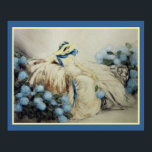 Girl with Blue Hydrangeas Poster<br><div class="desc">1920-talet,  Art Deco,  Skriv ut av Louis Icart-Girl with Blue Hydrangeas 16x20 som visas här.</div>