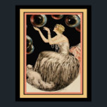 Girl with Bubbles Art Deco Poster<br><div class="desc">Snygg,  1920-talet,  Art Deco skriver "Girl with Bubbles" av Louis Icart. En av två av Joco Studio. 11x14 visas här. Finns i andra storlekar.</div>