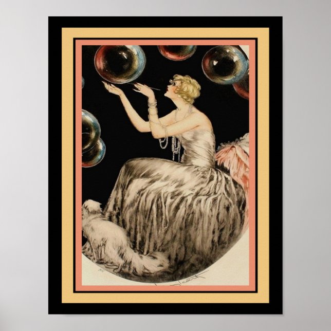 Girl with Bubbles Art Deco Poster (Framsidan)