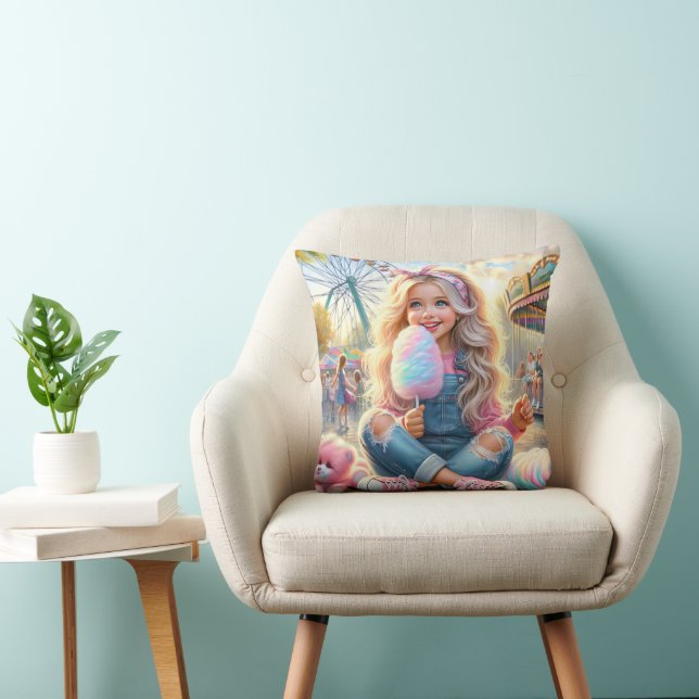 Girl with Carnival Cotton Candy Kudde (Stol)