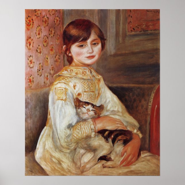 Girl with Cat, Auguste Renoir Poster (Framsidan)
