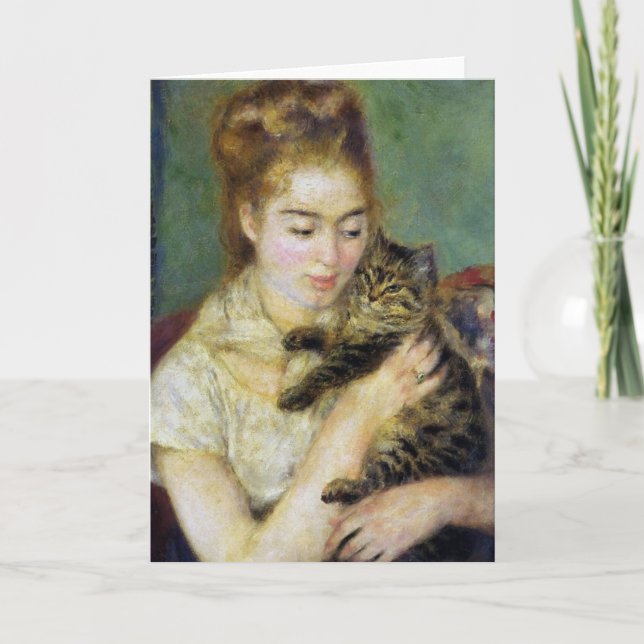 Girl with Cat by Renoir Kort (Framsida)
