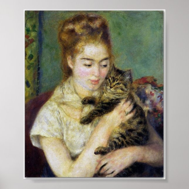 Girl with Cat by Renoir Poster (Framsidan)