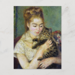 Girl with Cat by Renoir Vykort