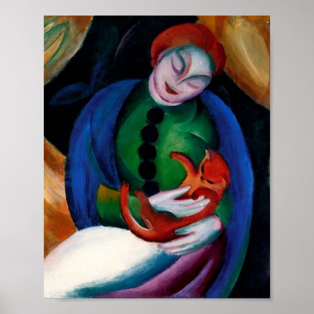 Girl with Cat-målning by Franz Marc Poster (Framsidan)