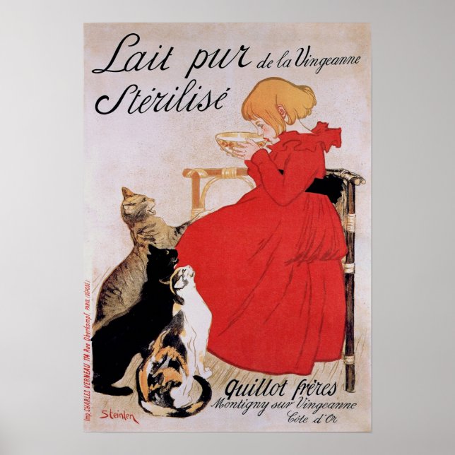 Girl with Cats, Alexandre Steinlen Poster (Framsidan)