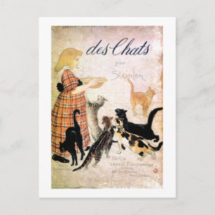 Girl with Cats, Alexandre Steinlen Vykort