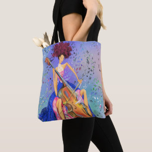 Girl with Cello Musical Tote Bag Fantastic Melody Tygkasse