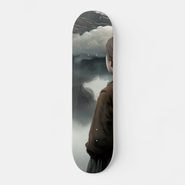 Girl with clouds mini skateboard bräda 18,5 cm (Framsida)