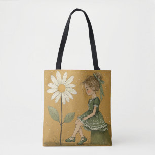 Girl with Daisy Tote Tygkasse