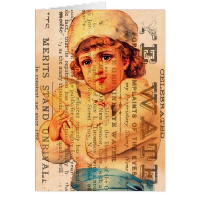 Girl with Dove Advertisement Digital Art Hälsningskort (Framsidan)