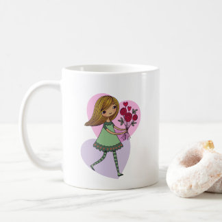 Girl With Flowers Kaffemugg