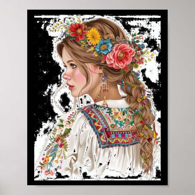 Girl with Flowers Sticker1 Poster (Framsidan)