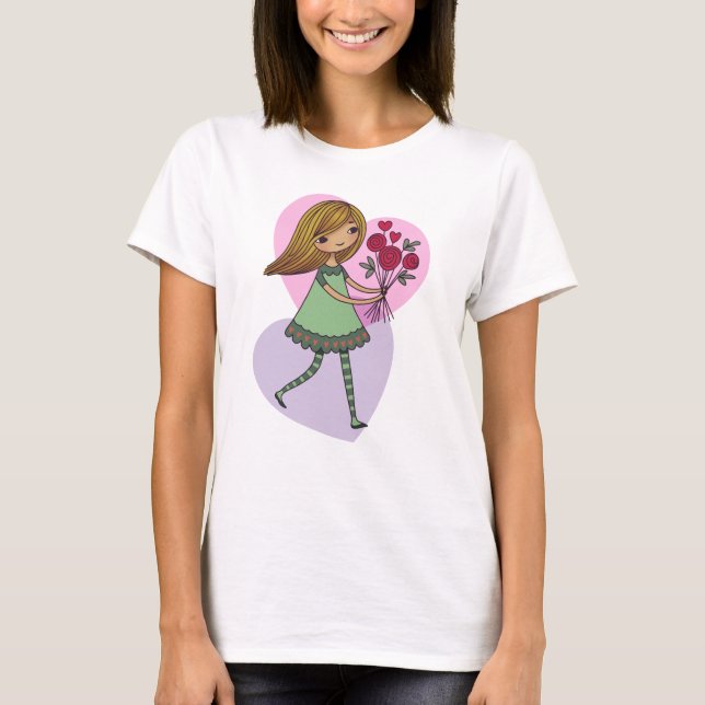 Girl With Flowers T Shirt (Framsida)