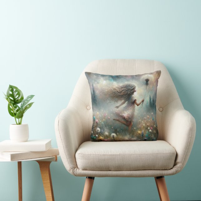 Girl with Fluffy Dandelion Kudde (Stol)